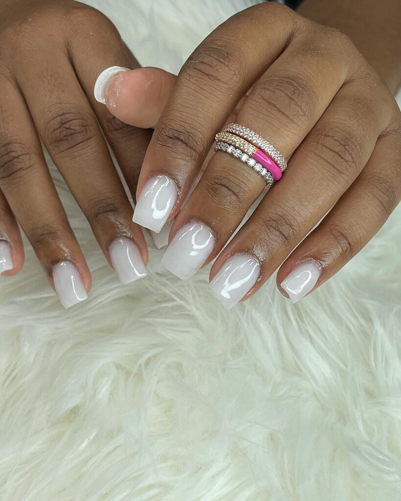 Baby boomer ombré square nails classic gradient nail ideas for weddings and work