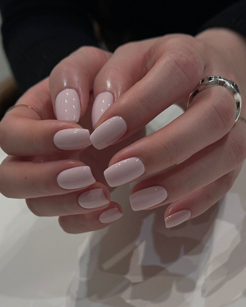 Baby Pink Squoval Nails – Clean and Chic Nail Idea for the Modern Office Look