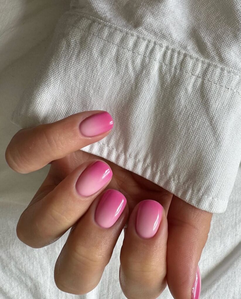 Blush to Fuchsia Pink Ombré Oval Nails – Trendy Gradient Nail Ideas for Spring