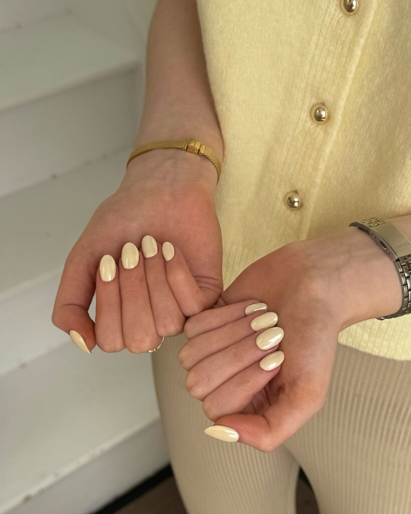 Creamy Vanilla Almond Nails – Minimal Yellow Nail Ideas with a Chic Finish