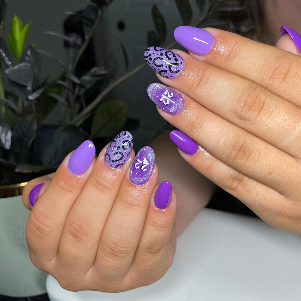 Customizable Royal Blue and White Coffin Nails with Graduation Year and Fun Balloon Art for Graduates