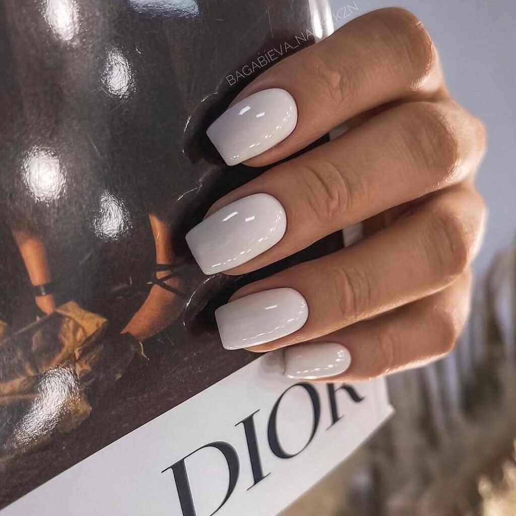 Glossy white square nails timeless and elegant nail ideas for everyday style