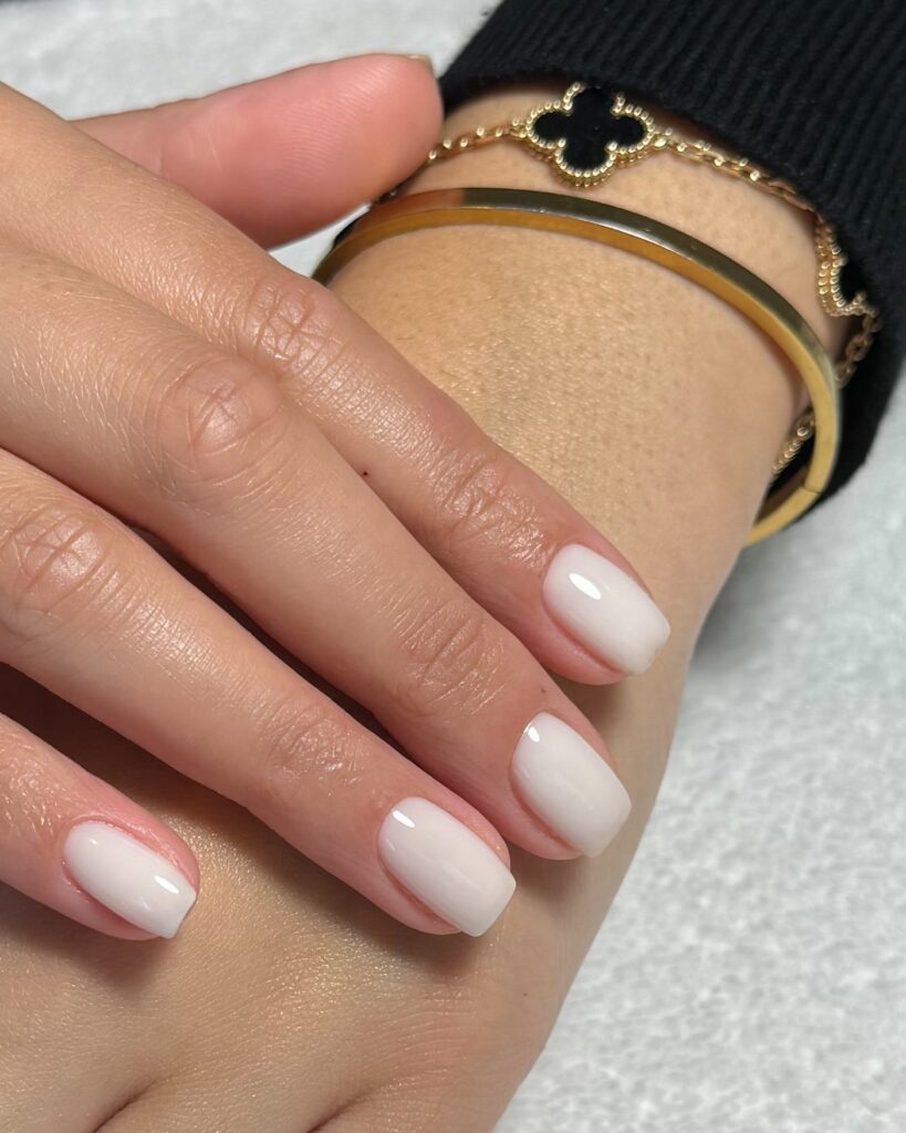 Milky White Square Nails for a Minimalist Everyday Look