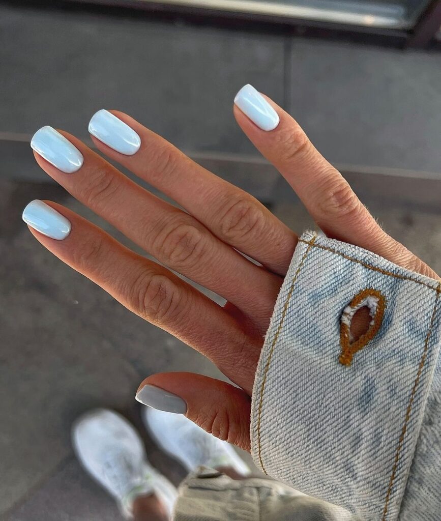 Pastel Blue Rounded Square Nails for Spring – Soft and Feminine Nail Ideas