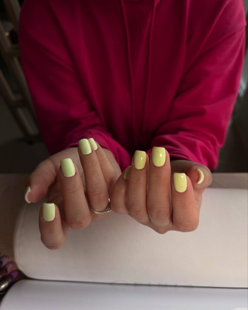 Pastel Yellow Glossy Square Nails for Bright and Cheerful Spring or Summer Looks