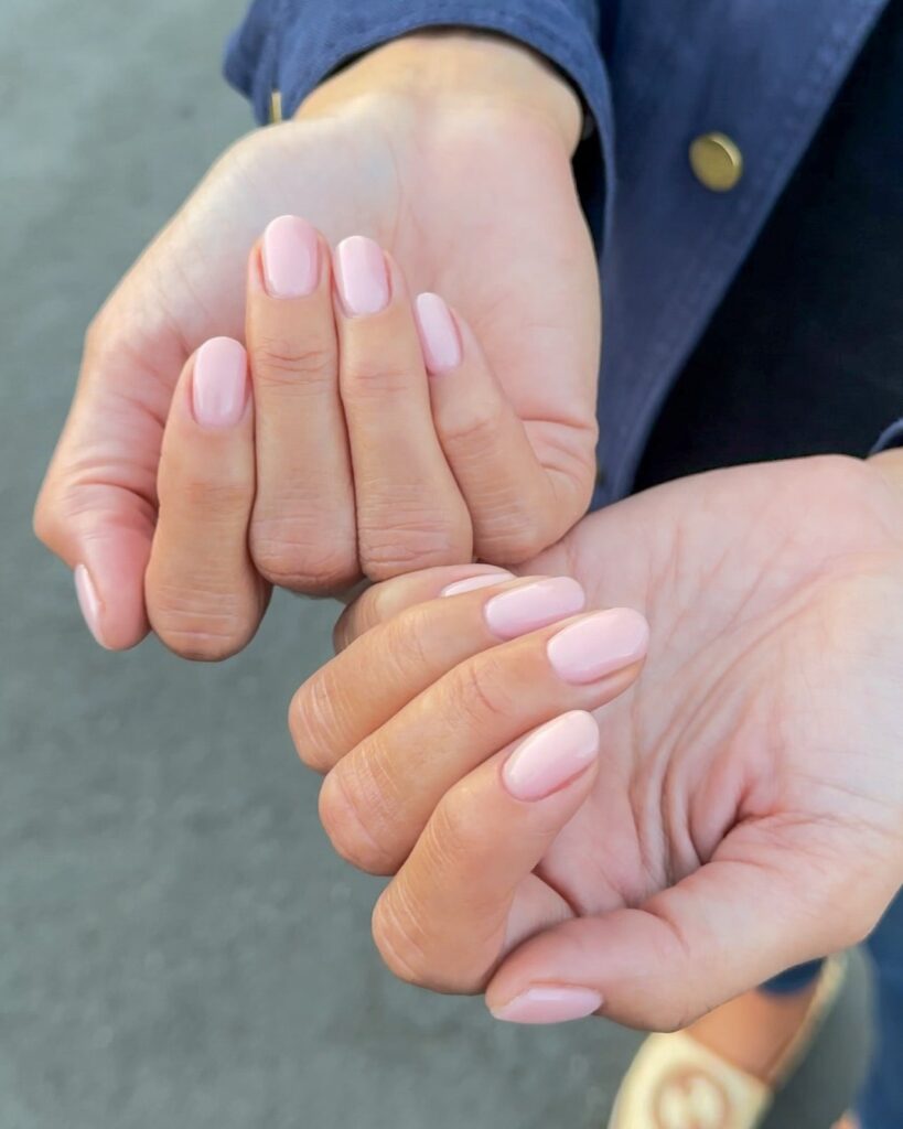 Sheer Baby Pink Oval Nails for a Clean and Classic Everyday Look – Simple Nail Ideas