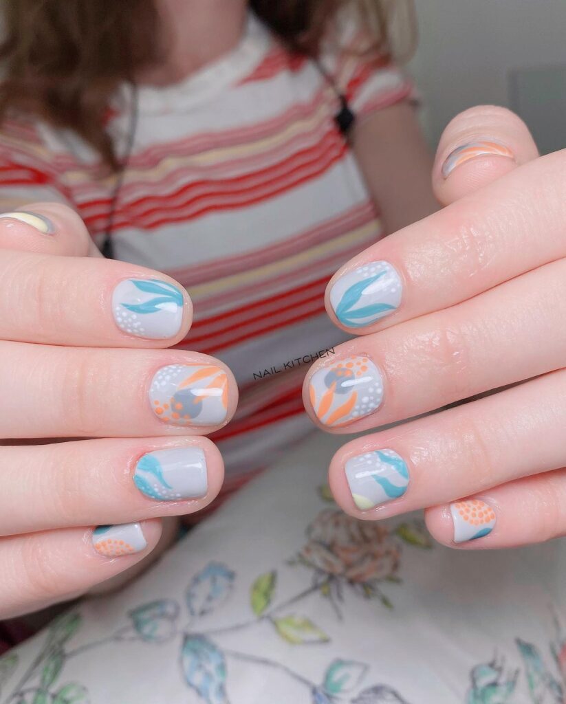 Whimsical Pastel Abstract Nail Ideas for Short Almond Nails