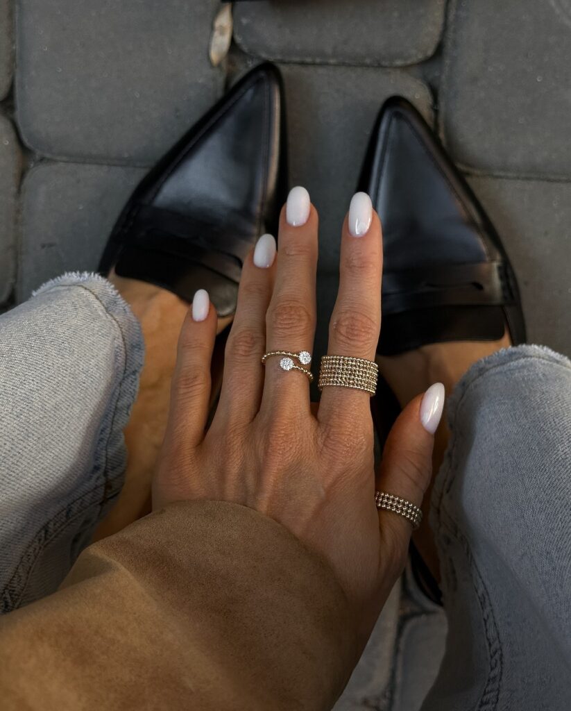 Almond French Ombre Nails with Natural Pink to White Gradient