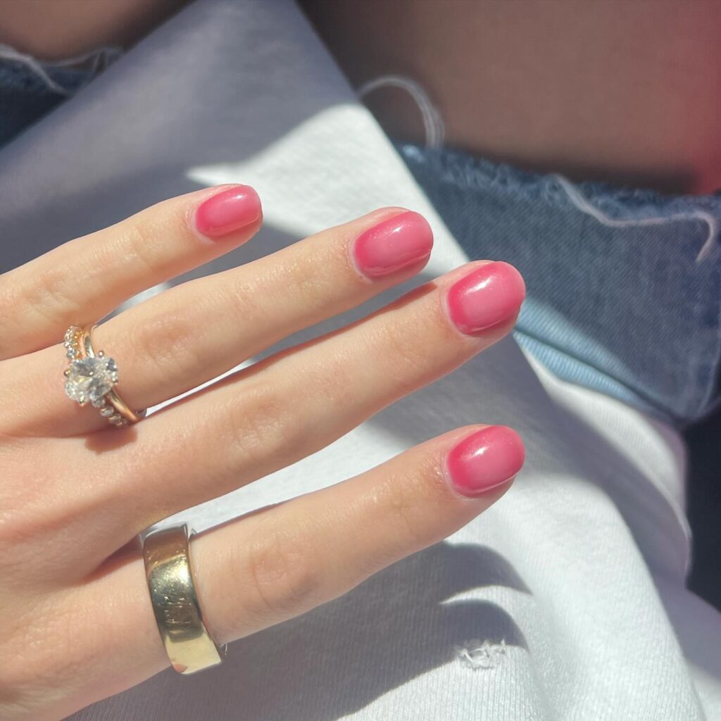 Hot Pink Jelly Nails That Brighten Up Office Days