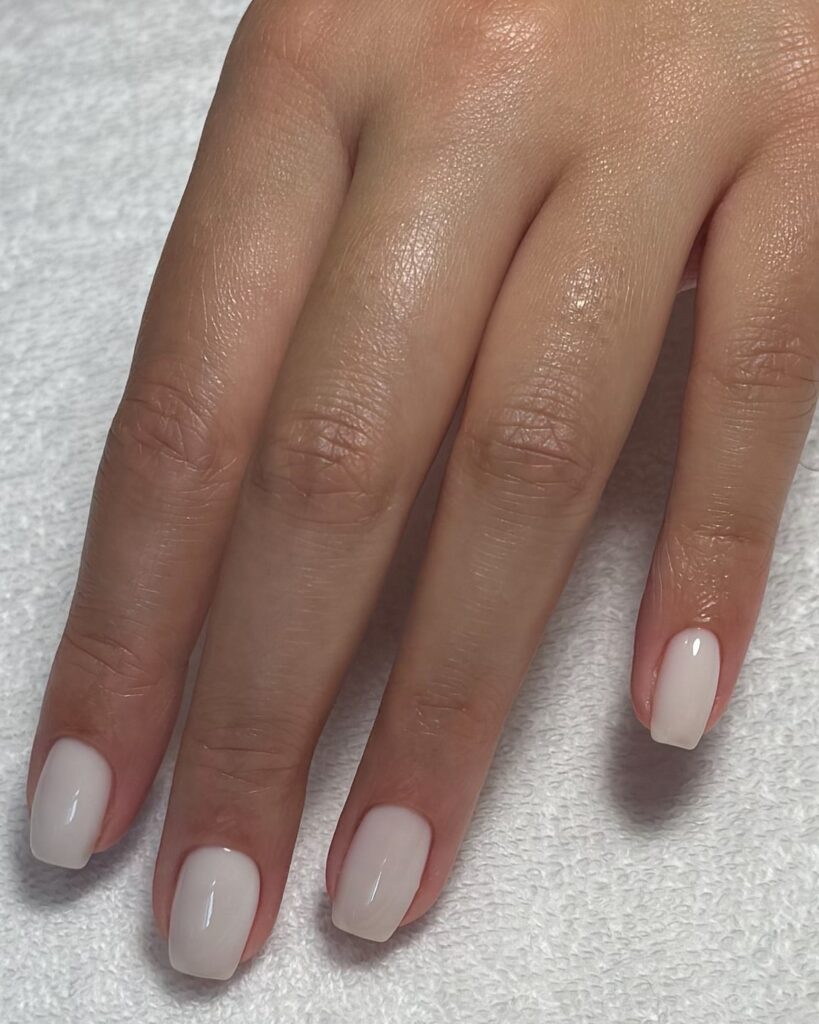 Milky White Square Nails with Gloss for a Clean, Understated Manicure