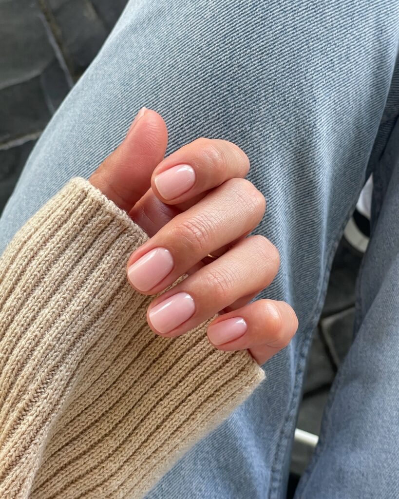 Minimal Sheer Pink Rounded Nails That Work with Any Outfit