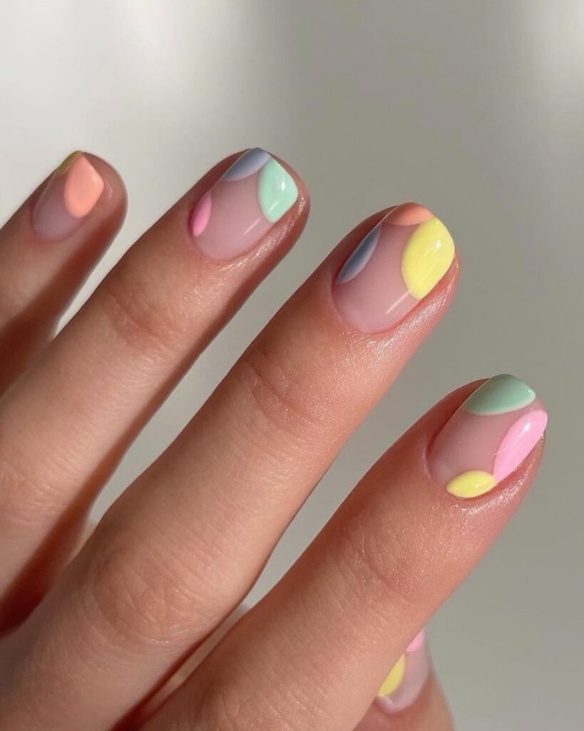 Pastel blob almond nails simple spring nail ideas for a playful look
